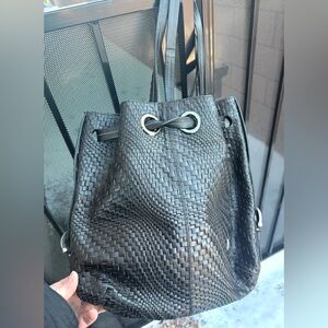 NWT Velez Woven Leather Drawstring BACKPACK Purse – Morral Goji BEEKEEPER